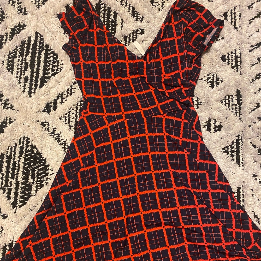 A line navy and orange dress